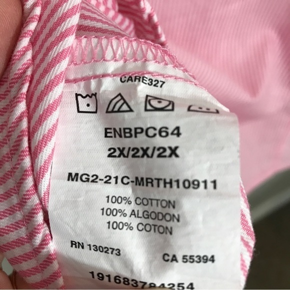 Lee Riders Pink Striped Button Up Sleeveless Blouse Tank Top 2XL - Picture 2 of 6